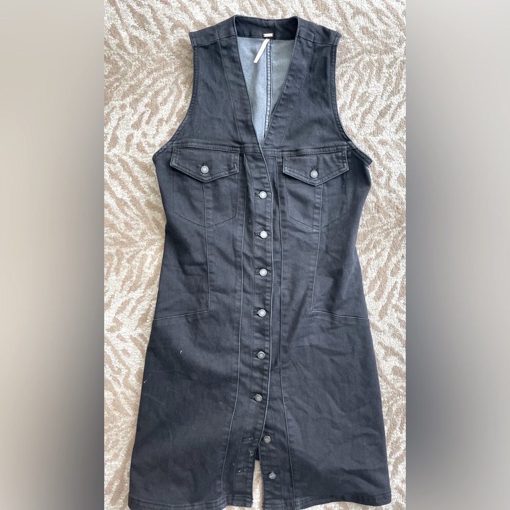 Free People stretch denim button down dress - size 2